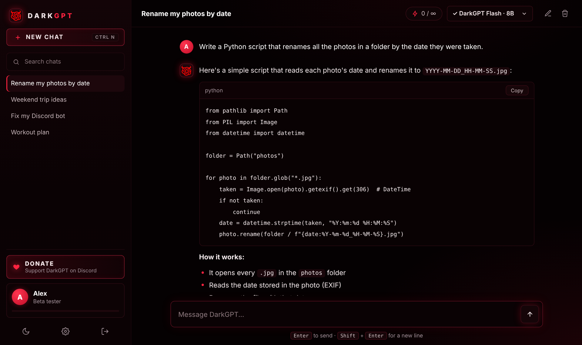The DarkGPT app